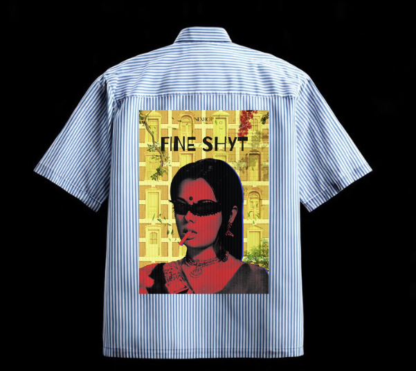 NEXHOP FINE SHYT Shirt Back Print Retro Poster Design
