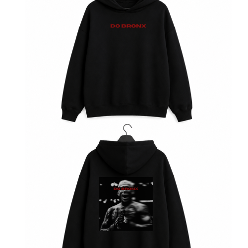 DO BRONX Oversized Black Hoodie Front and Back View