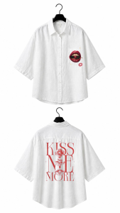 KISS ME MORE Oversized White Shirt Front Back